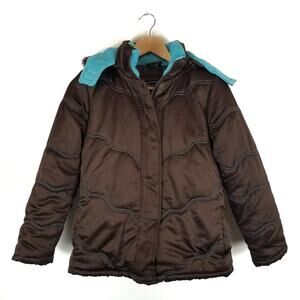 Rothschild Girls Brown Satin Hooded Coat Size L 14
